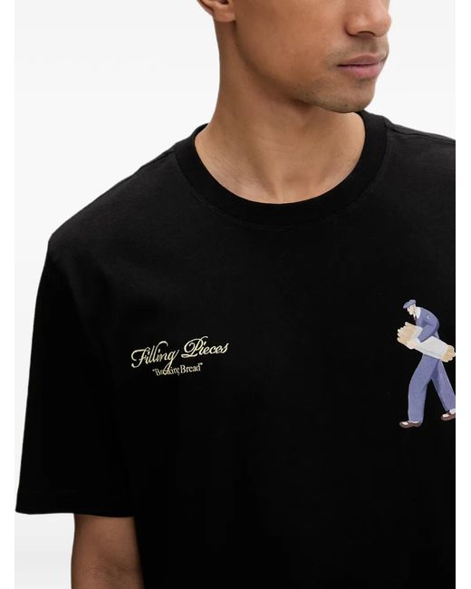 Filling Pieces Black Bakery Graphic-Print T-Shirt for men