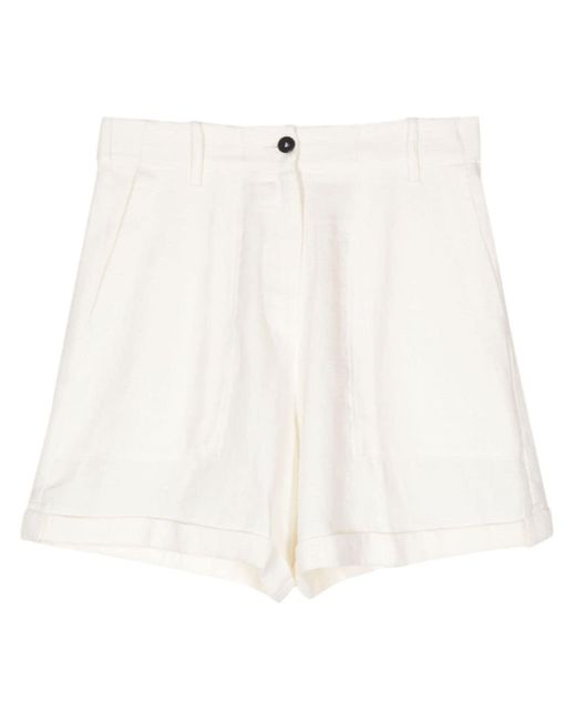 Forte Forte White Pleated Linen Shorts