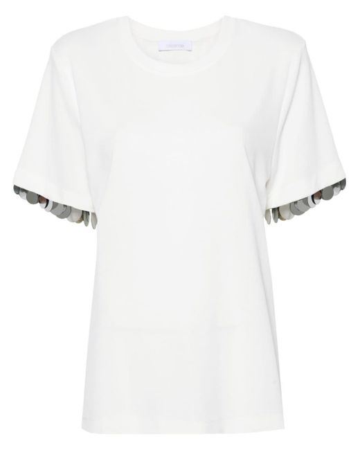 T-shirt à paillettes Rabanne en coloris White