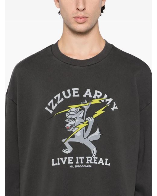 Izzue Black Graphic-Print Sweatshirt for men