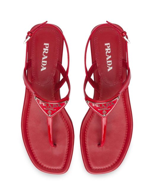 Prada Thong Strap Sandals in Red | Lyst