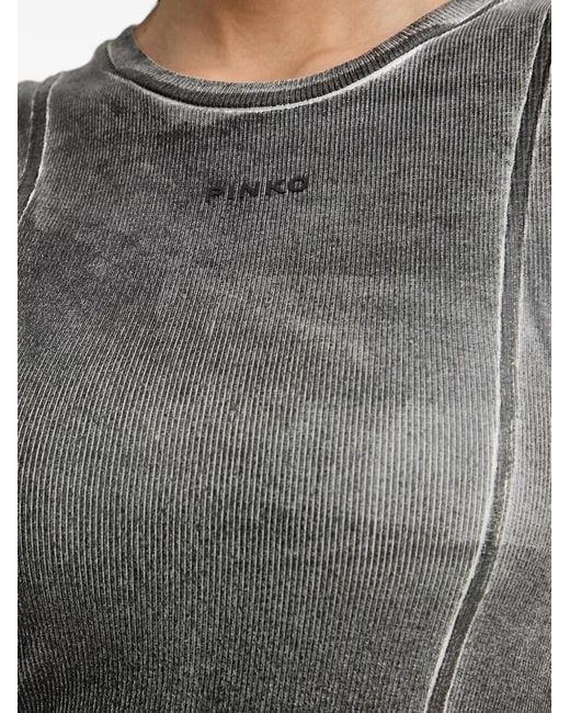 Pinko Blue Acid-Wash Ribbed Top