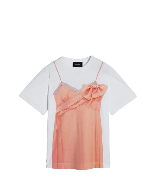 Simone Rocha White Trompe L'Oeil Bow-Detail T-Shirt