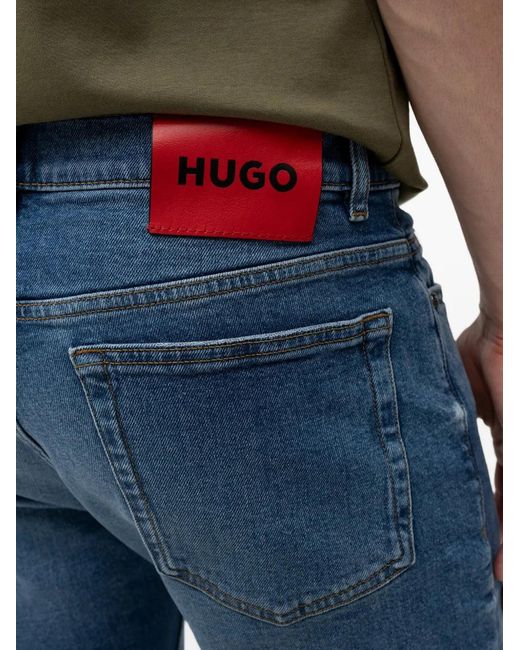 HUGO Blue Logo-Patch Jeans for men