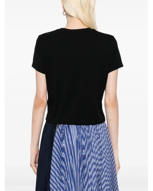 Maison Kitsuné Black Embroidered-Logo T-Shirt