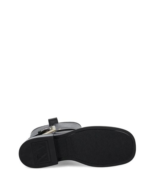 ARMANI EXCHANGE Black Buckle-Strap Boots