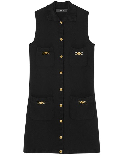 Versace Black Sleeveless Knitted Minidress