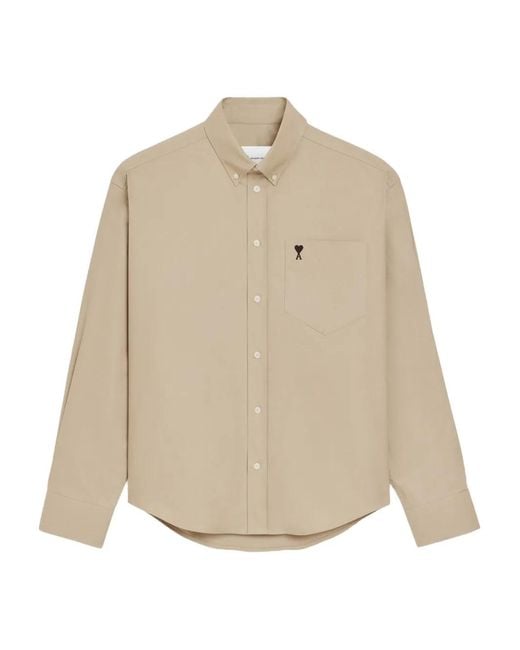 AMI Natural Ami De Coeur Embroidered Boxy Shirt for men