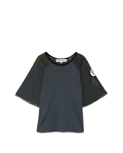 Stain Shade Black Raglan-Sleeve Panelled T-Shirt