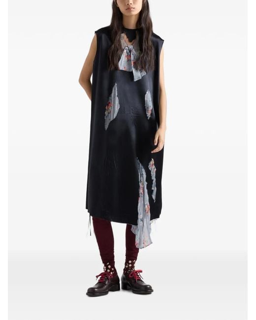 Prada Blue Devoré Satin Dress
