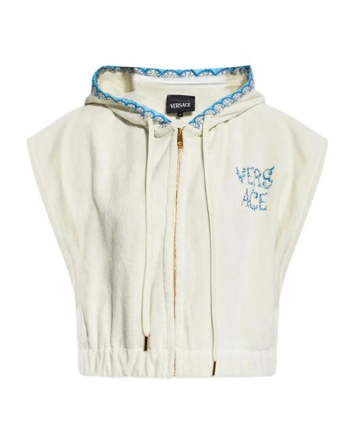 Versace White Hooded Cropped Top