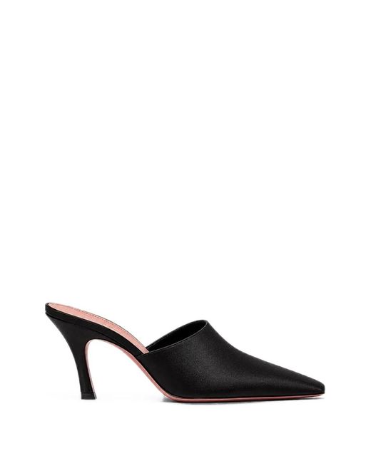 AMINA MUADDI Black Jamie Satin Mules