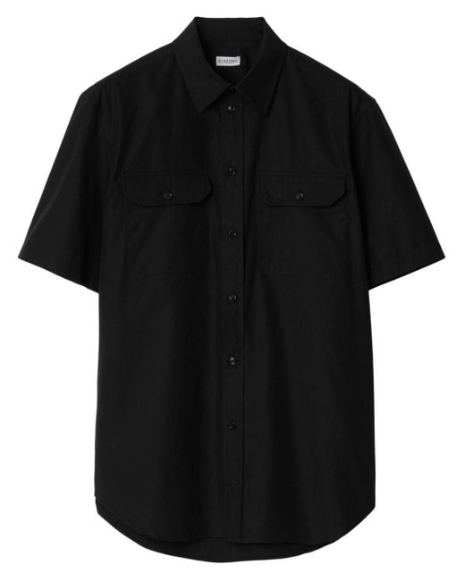 Burberry Black Ekd-embroidered Cotton Shirt for men