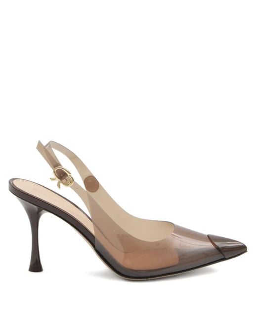 Gianvito Rossi Metallic 85Mm Diana Patent-Effect Slingback Pumps