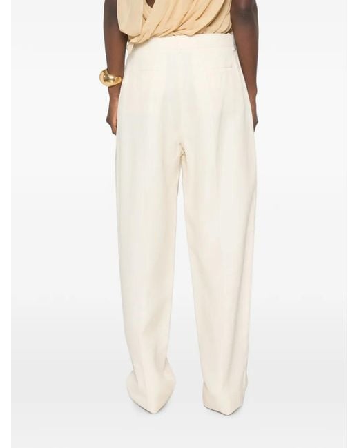 Liviana Conti White Pleated Straight-Leg Trousers