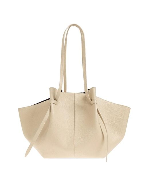 Yuzefi Natural Large Mochi Pebble-Grain Leather Tote Bag