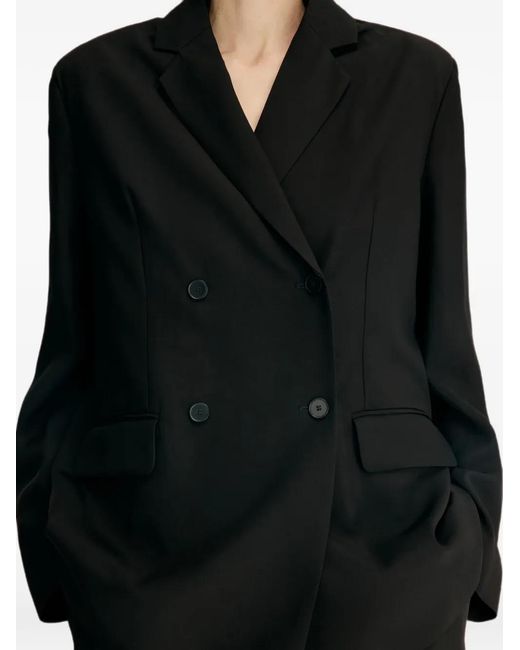 Loulou de Saison Black Regan Double-Breasted Notch-Lapels Jacket