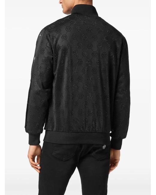 Philipp Plein Black Monogram-Embellished Jacket for men