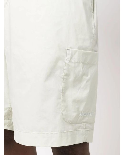 Ambush White Elasticated-Waist Cotton Bermuda Shorts for men