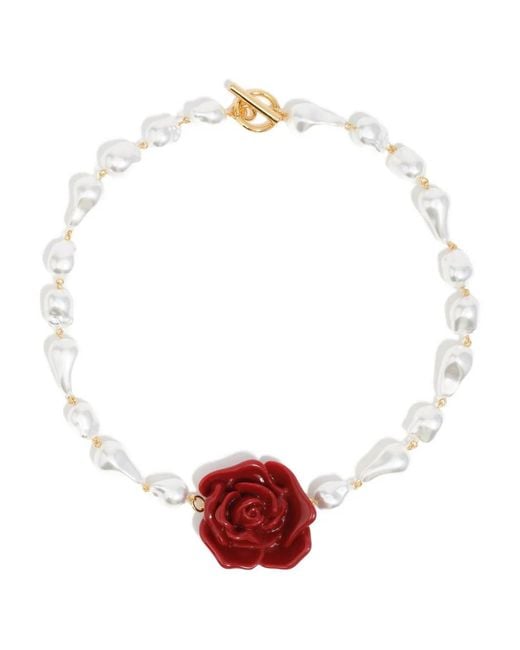 Bimba Y Lola White Rose Pearl Necklace