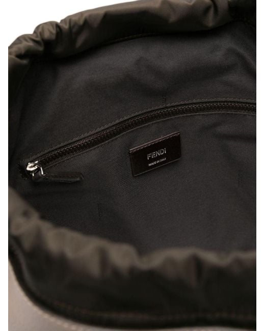 Fendi Gray Neutral Strike Medium Leather Backpack for men