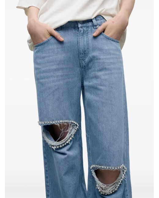 Area Blue Crystal-embellished Pocket Jeans