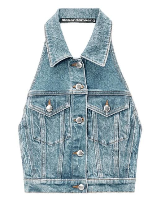 Chaleco vaquero con cuello halter Alexander Wang de color Blue