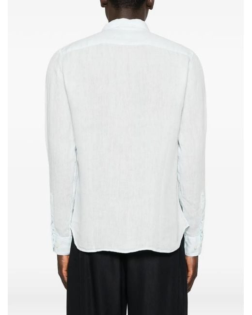 120% Lino White Collared Shirt for men