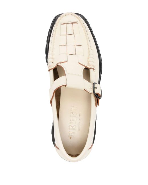 Hereu White T-bar Leather Loafers