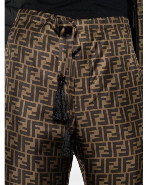 Fendi Brown Ff Silk Wide-leg Trousers