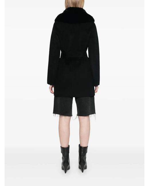 Maje Black Double-Faced Midi Coat