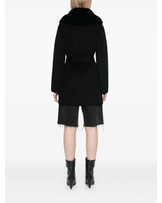 Maje Black Double-Faced Midi Coat