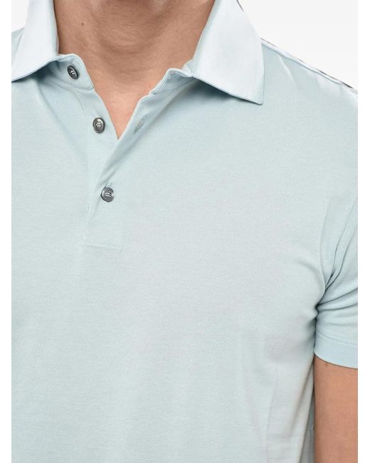 Malo Blue Short-Sleeve Button-Down Polo Shirt for men