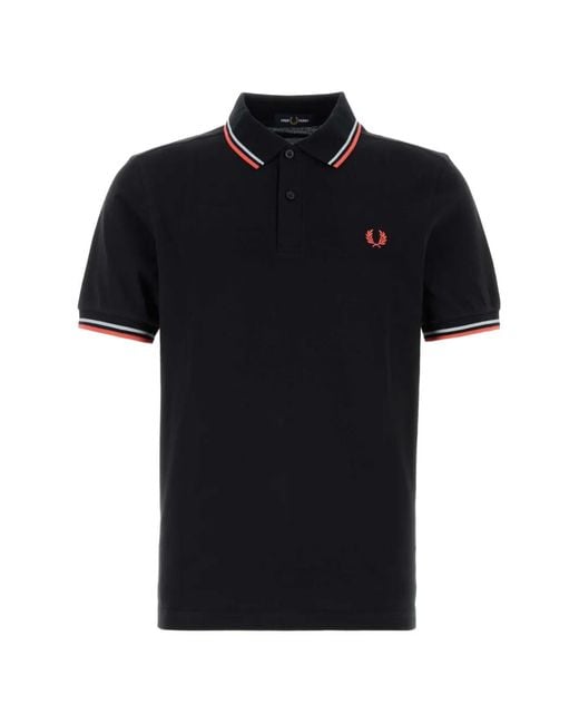 Fred Perry Black Twin-Tipped Piqué Polo Shirt for men