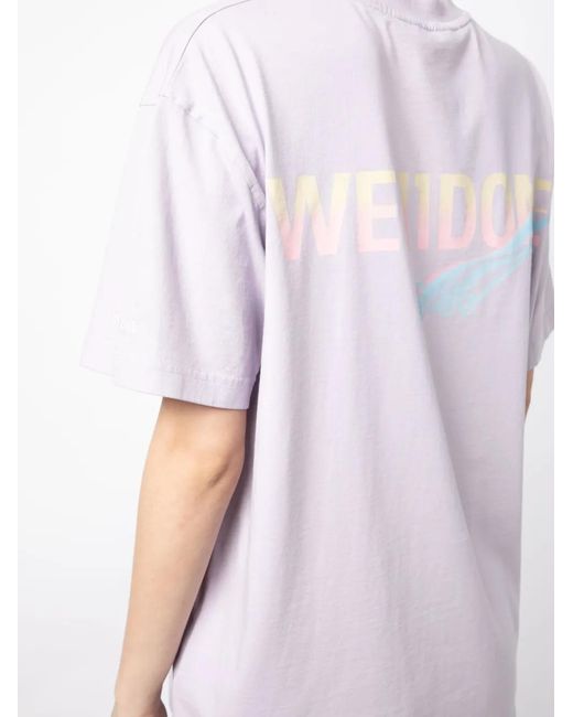 we11done Purple Logo-Print Cotton T-Shirt