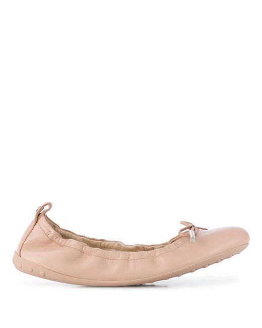 Tod's Pink Leather Ballerina Flats