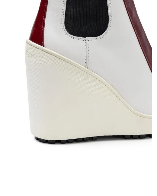 Hogan White Lace-Up Wedge Boots