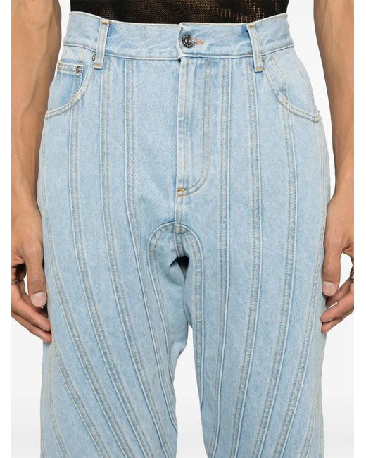 Mugler Blue Seam-Detail Jeans for men