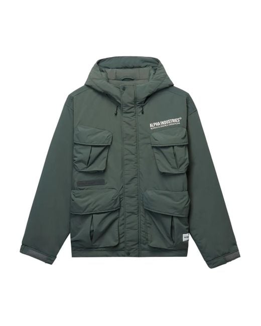 Chaqueta con capucha y múltiples bolsillos Alpha Industries de hombre de color Green