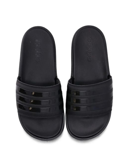 Adidas White Platform Slides