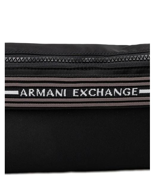 ARMANI EXCHANGE Black Logo-Detail Belt Bag for men