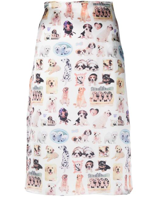 Ashley Williams Multicolor Dog-print Pencil Skirt
