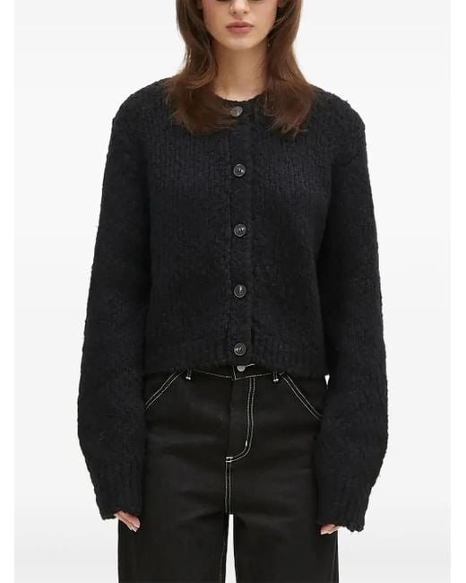 Samsøe & Samsøe Black Sameryem Button-Front Textured Cardigan