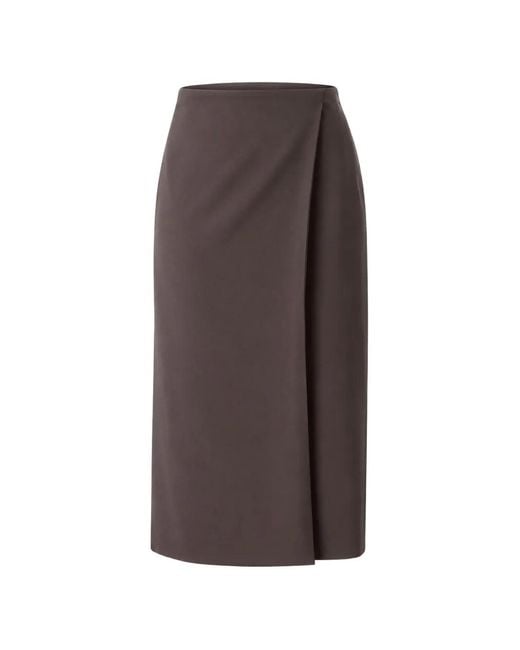 Calvin Klein Brown Wrap Side-Slit Midi Skirt