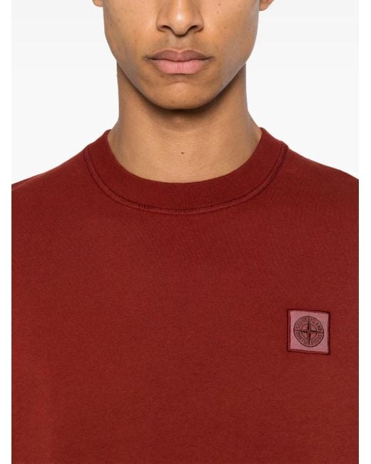 Stone Island Red Compass-Patch T-Shirt for men