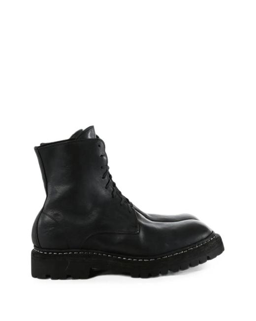 Guidi Black Lace-Up Leather Combat Boots