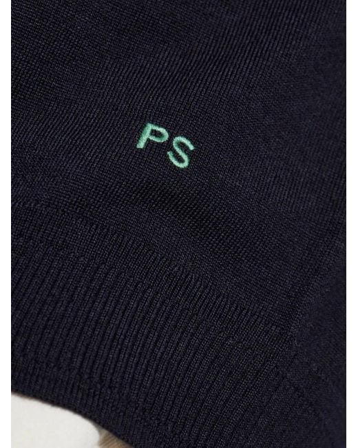 Paul Smith Black Merino-Wool Polo Shirt for men