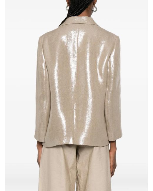 Brunello Cucinelli Natural Linen Double-Breasted Jacket