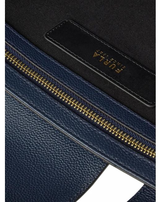 Furla Blue Large Grained-Leather Tote Bag