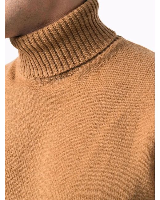 Dell'Oglio Brown Roll-Neck Knitted Jumper for men
